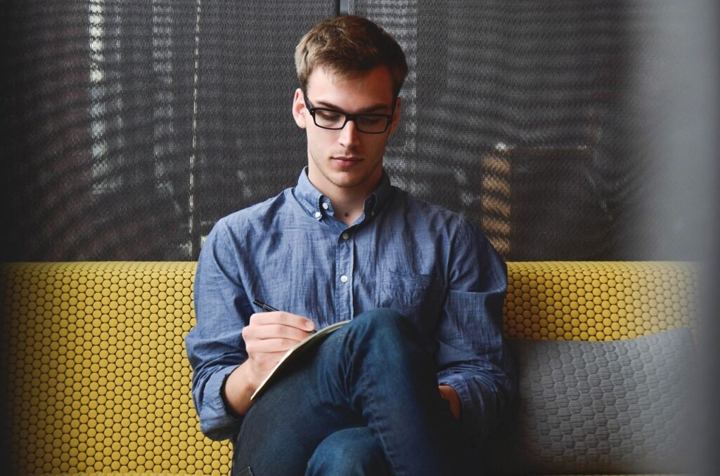 entrepreneur, start-up, man, planning, business, office, businessman, young, corporate, working, company, freelance, freelancer, notepad, notebook, sitting, couch, casual, author, write, man, man, man, man, man, business